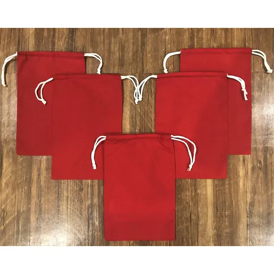Bolsa Muselina Algodon Color Rojo Reutilizabl Doble Cordon 5