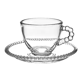 Xicaras De Chå 12 Peças/ Xicara Bolinha Pearl Vidro 220ml Xicaras De Chå 12 Peças/ Xicara Bolinha Pearl Vidro 220ml