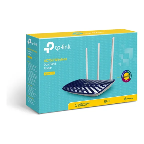 Router Doble Banda Ac750 C20 3 Antenas Tp Link Archer 4k