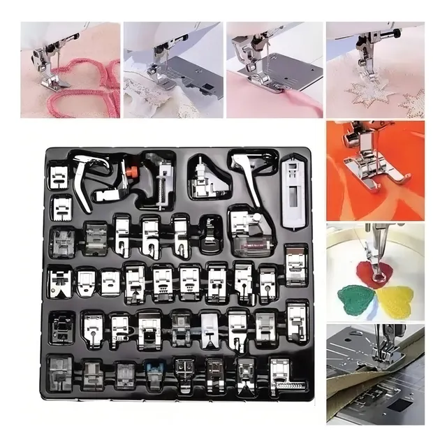 Kit 42 Pie Prensatelas Maquinas Coser Singer Brother Panavox Color Plateado