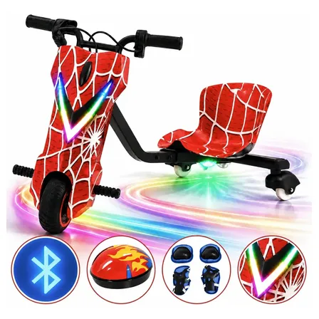 Triciclo Drift Elétrico Infantil Mini Moto 6.5' Bluetooth Vermelho