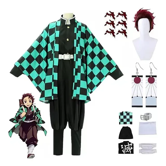2025 Kamado Nezuko Kimono Peluca Para Cosplay Anime Set