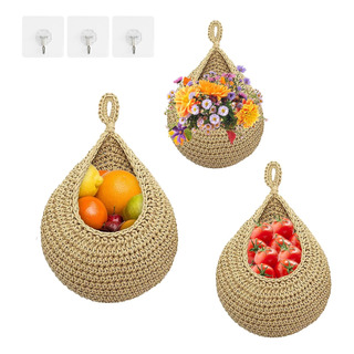 Cesta Colgante Bohemia Para Pared De Madera 3 Unidades Cesta Colgante Bohemia Para Pared De Madera 3 Unidades