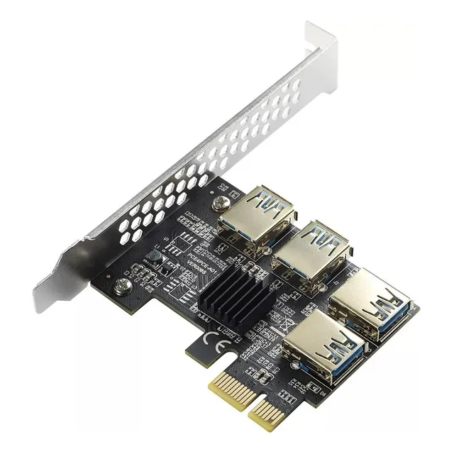 Adaptador Pcie 1 A 4 Usb Riser Placa Expansora Mineria