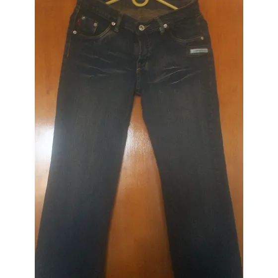 Jeans Azul Oscuro Con Marrón Para Dama