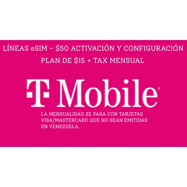 Linea Esim Americana +1 T-mobile Usa Internacional