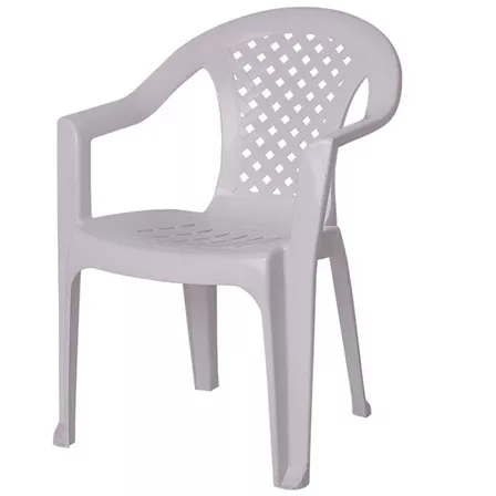 Silla Jardin Patio Barbacoa En Resina Plastico Apilable Con Posabrazos Color Blanco