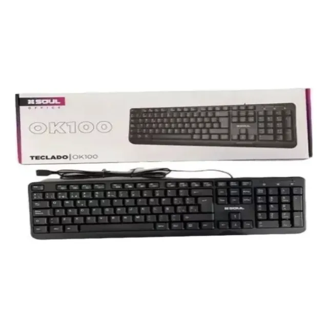 Teclado Usb Soul Ok 100 Diseño Ultra Slim Teclado Negro Idioma Español Latinoamérica