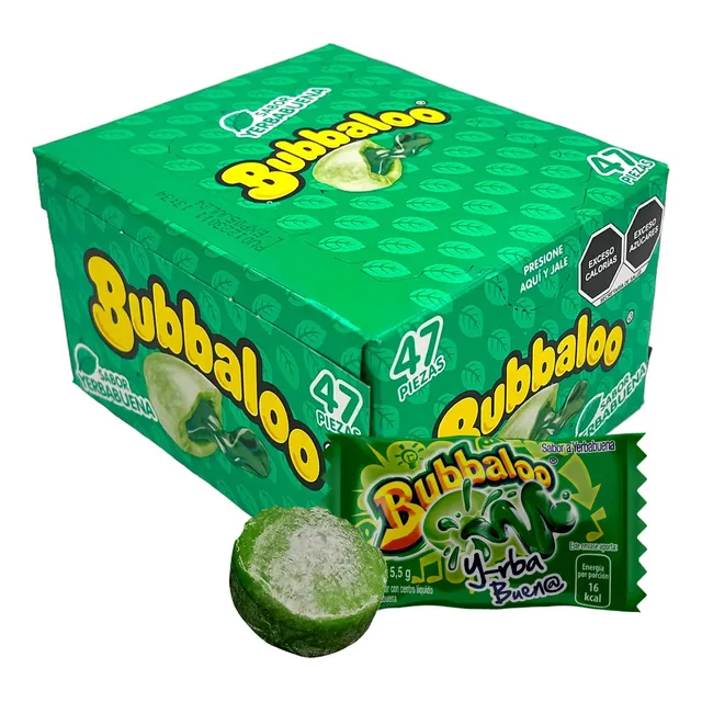 Chicle Bubbaloo Sabor Yerbabuena 47 Piezas