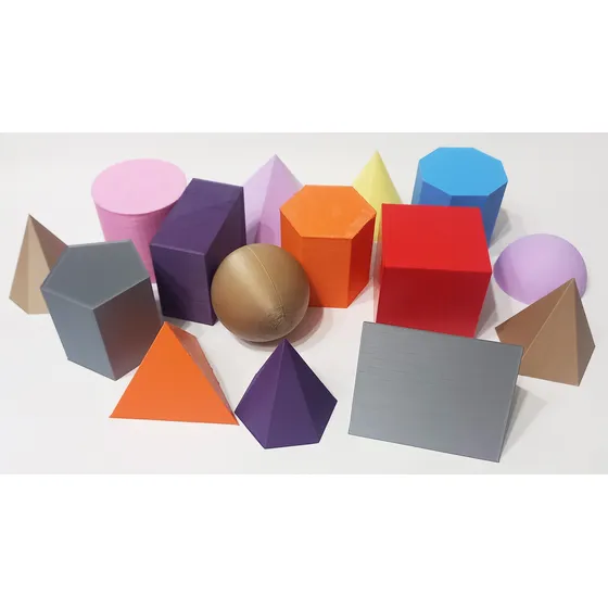 Cuerpos Geométricos De Plástico, Ideal Escuela - 15 Piezas
