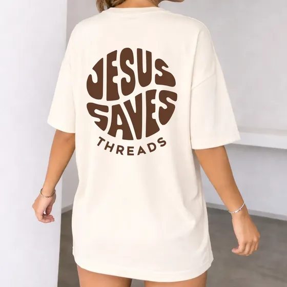 Camiseta Oversized Feminina Blusão Jesus Salva Tshirt Básica