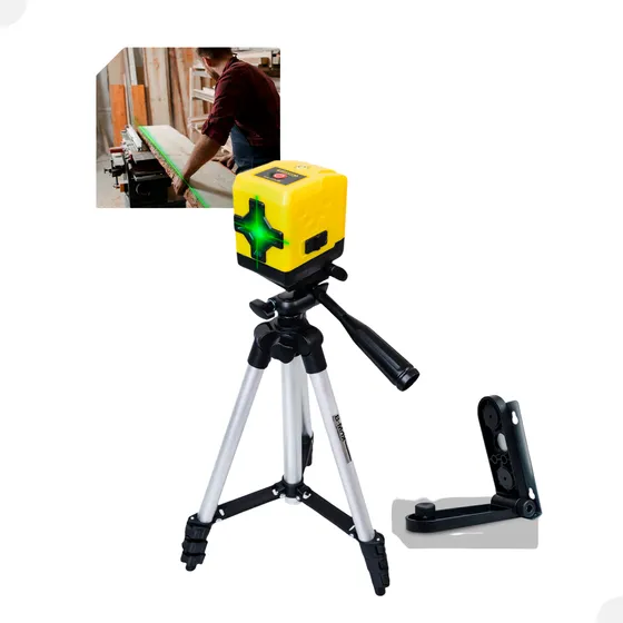 Nível A Laser Verde Prumo 20m Profissional 2 Linha Com Tripé
