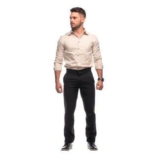 Calça Social Masculina Reta Tradicional Oxford Premium