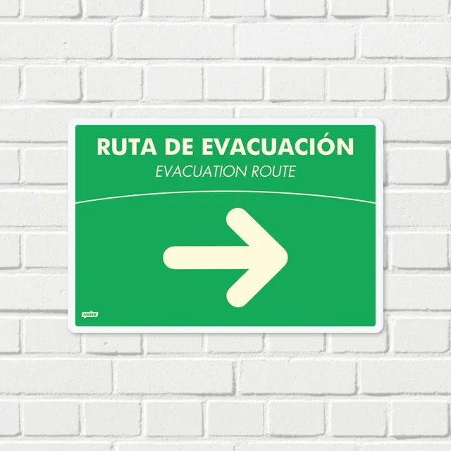 Señal Ruta Evacuación Derecha Fotoluminiscente   