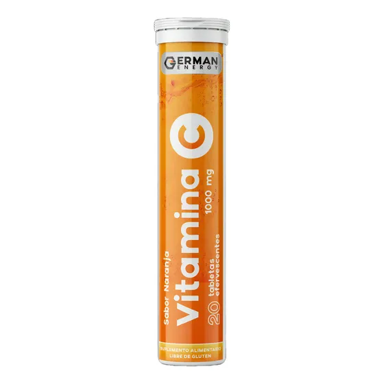 Vitamina C 1000 Mg Efervescente 20 Tabletas German Energy Sabor Naranja