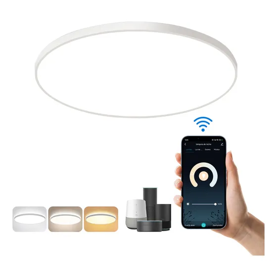 Lámpara Techo Led 21w Wifi Alexa Google Home Luz Fría/cálida Estructura Blanco