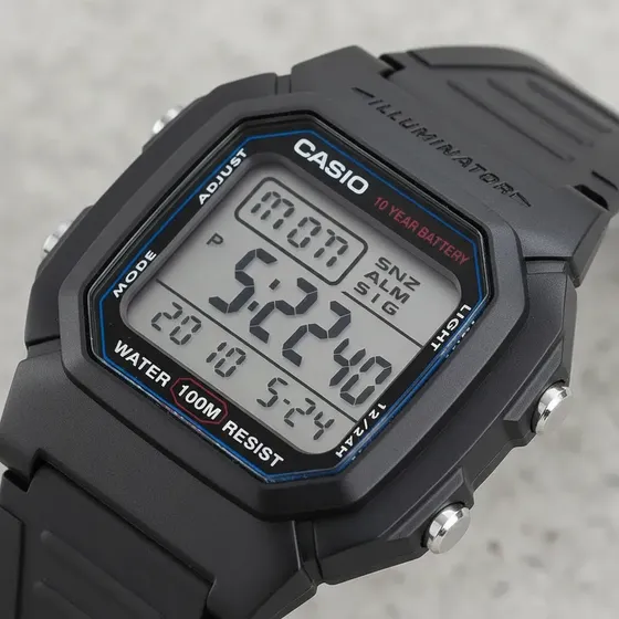 Relógio Casio W-800H-1AV Masculino Digital Preto Cor do fundo Branco
