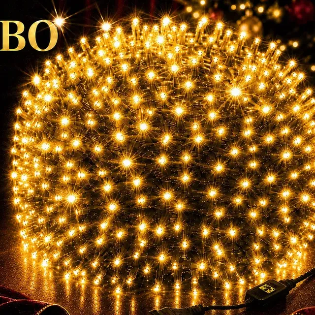 Strobo Cordão Natal 1600 Leds Pisca Flash 50m Prova D'água Bivolt Branco Quente
