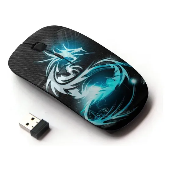 Koolmouse [mouse Óptico 2.4g Sem Fio [blue Glow Tribal Drago