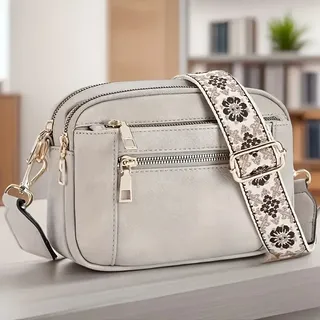 Bolsa De Ombro Multifuncional Feminina Premium, Casual Cinza Lisa Ouro