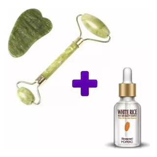 Serum De Arroz Aclarante + Rodillo De Jade Con Guasha Serum De Arroz Aclarante + Rodillo De Jade Con Guasha