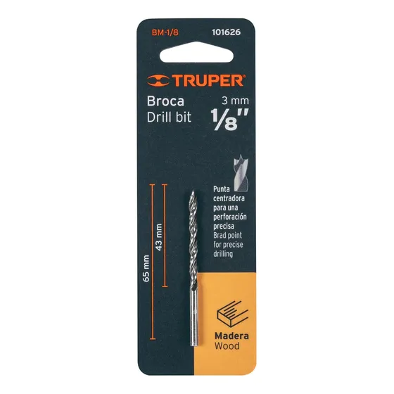 Broca Punta Centradora Para Madera 1/8  Truper  101626