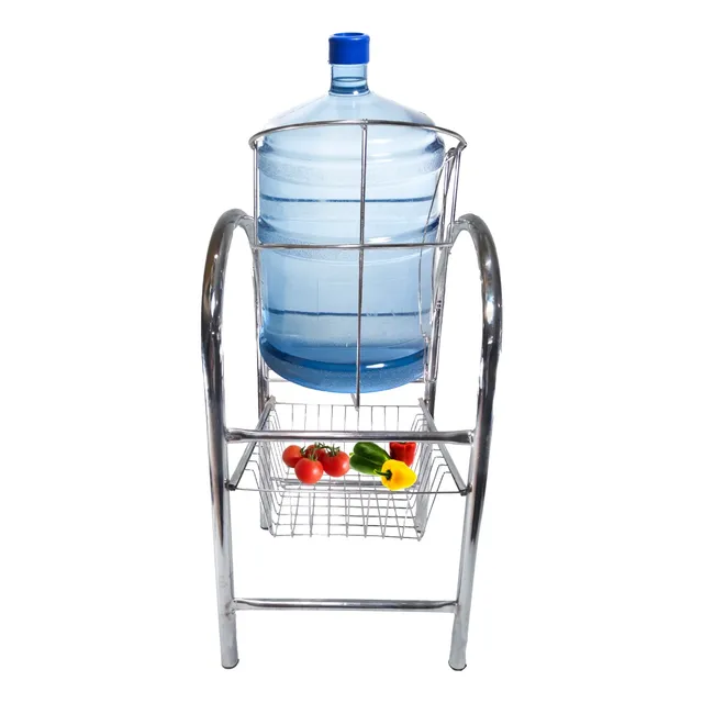 Porta Garrafón Para Agua De Acero Cromado Con Canastilla