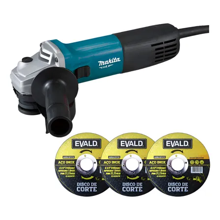 Esmerilhadeira Angular 850w M9510b Makita Kit 3 Discos Makita Cor Azul-turquesa