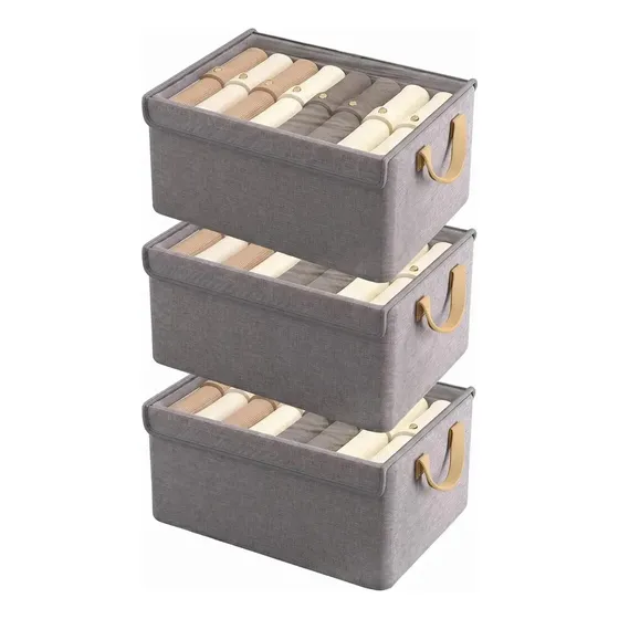 Pack De 3und Organizador De Bolsas De Almacenamiento De Ropa Con Tapa