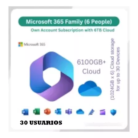 Microsoft Office Family: 6 Users, 6tb Nube