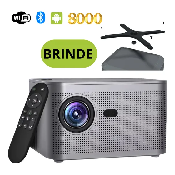 Kit Projetor Inteligente Hy350 Smart Tv Cpuh713 Full Hd 4k Brilho 15.000 Lúmens Android 11 Cor Preto + Suporte Para Tripé Brinde 127/220v