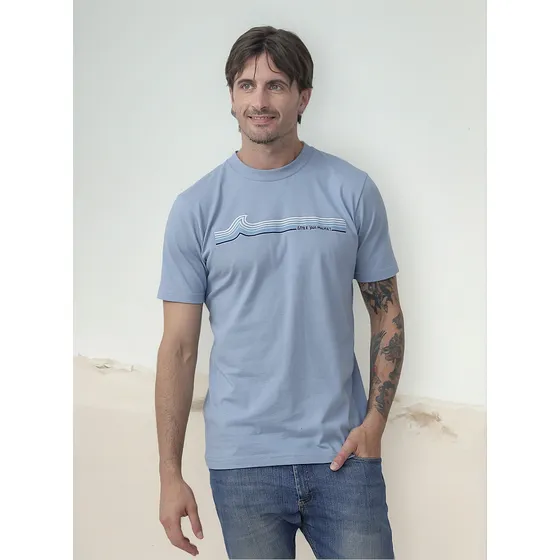 Remera Hombre Olas Celeste Little Jahmaica Algodón
