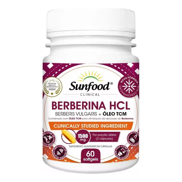 Berberina Hcl + Tcm 1500mg 60 Softgels Sunfood