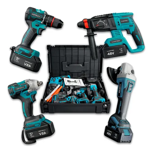 Kit4 Em 1furadeira Esmerilhadeira Martelo E Chave De Impacto