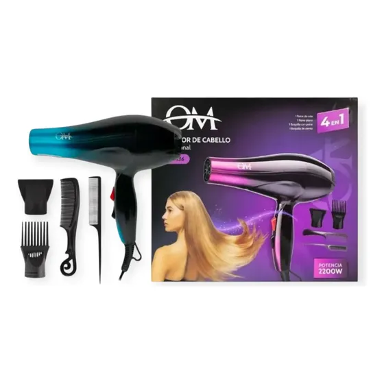 Secador De Pelo Om 4 En 1 2200w Color Turquesa