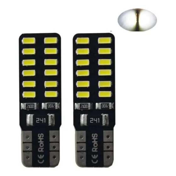 Bombillo Muelita T10 Led Alto Brillo 24 Smd Blanco Par