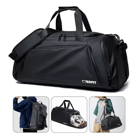 Bolso Deportivo Duffel Gym 3 En 1 Gimnasio Overfit Oxford Impermeable 32l Negro Duffel 3 En 1
