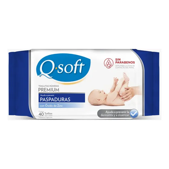 Toallitas Humedas Premium Qsoft Anti paspaduras Paquete de 40 unidades