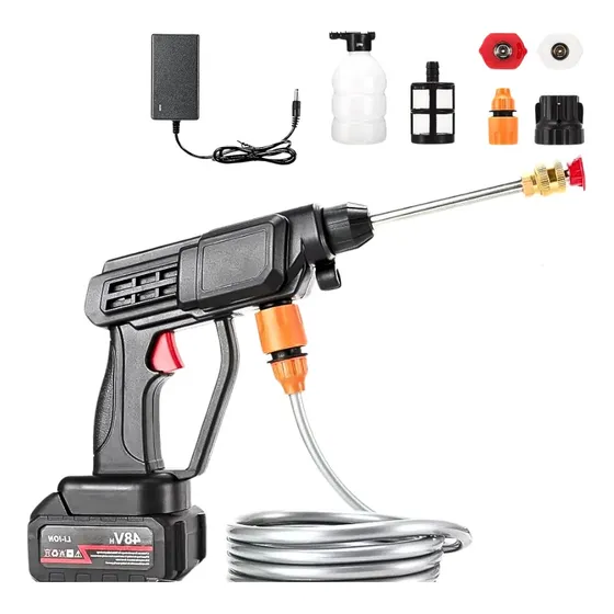 Hidrolavadora Portátil Inalámbrica Batería 48v + Accesorios Negro .