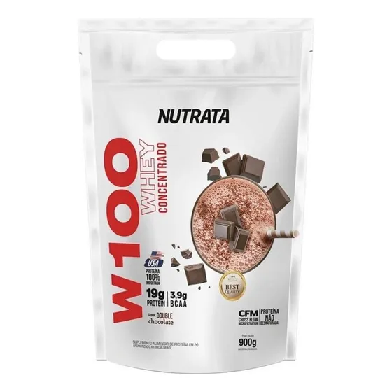 Whey Concentrado W100 Refil 900g Sabores  Nutrata