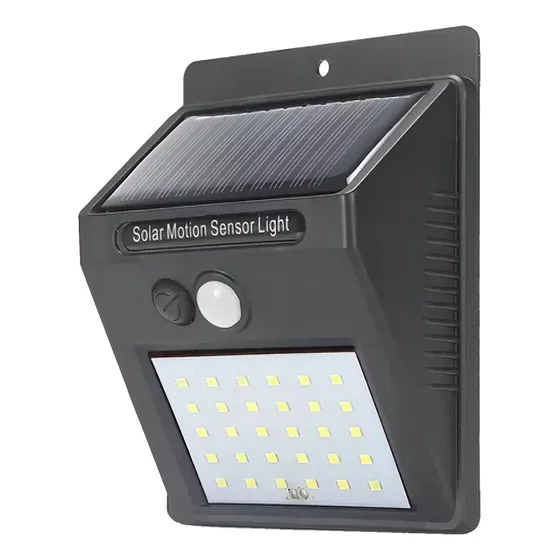 Lámpara solar reflectora para exteriores con sensor de movimiento LED