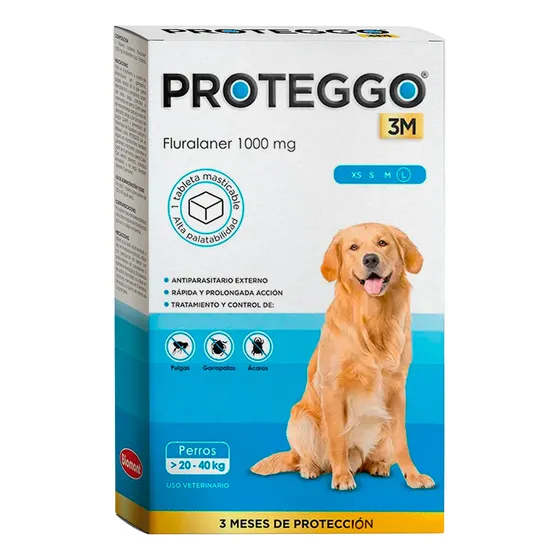 Antipulgas Para Perro Proteggo 3m 20-40 Kg X1 Tableta