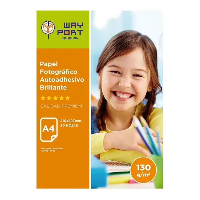 Papel Fotográfico Adhesivo Brillo-glossy A4,130 Grs.20 Hojas