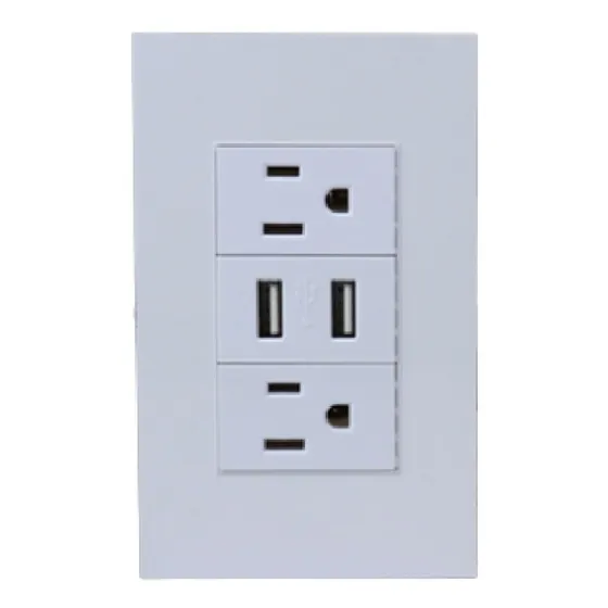 Contacto Placa Pared 2 Enchufes Con 2 Entradas Usb Blanco 