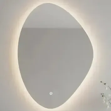 Espelho Orgânico 60x40cm Iluminado Com Led Frio Touch Screen Moldura Orgânico Led Quente Touch
