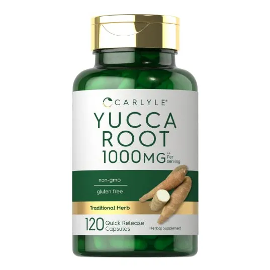 Suplemento de raíz de yuca Carlyle, 1000 mg, 120 cápsulas no transgénicas