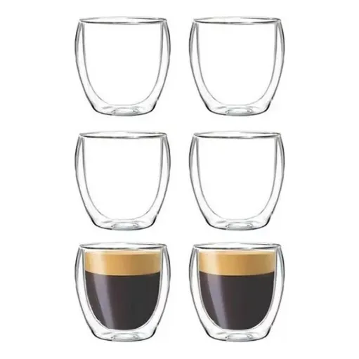 Vaso Taza X6 Doble Pared Café Espresso 80ml Borosilicato