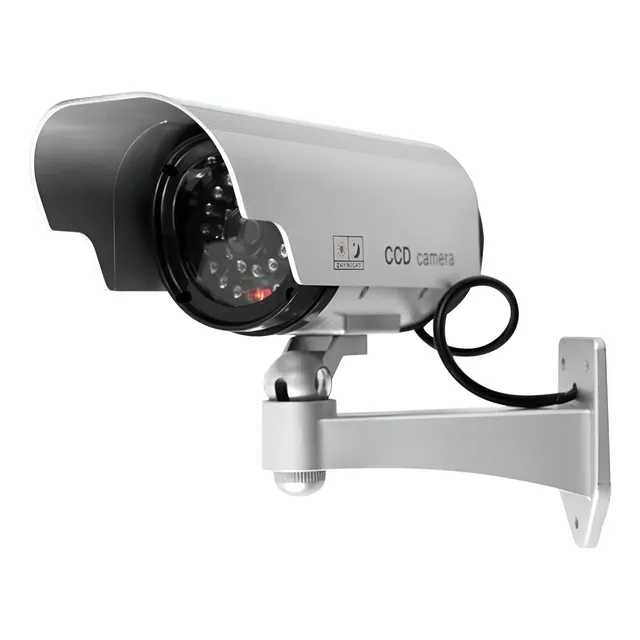 Cámara De Seguridad Falsa C/ Cartel Y Luz Led Aspecto Real 