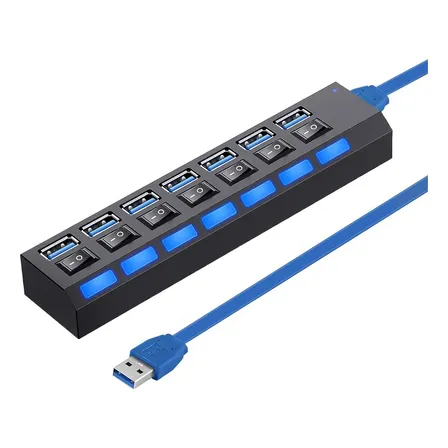 Hub Usb 3.0 7 Puertos De Alta Velocidad Con Indicador Led