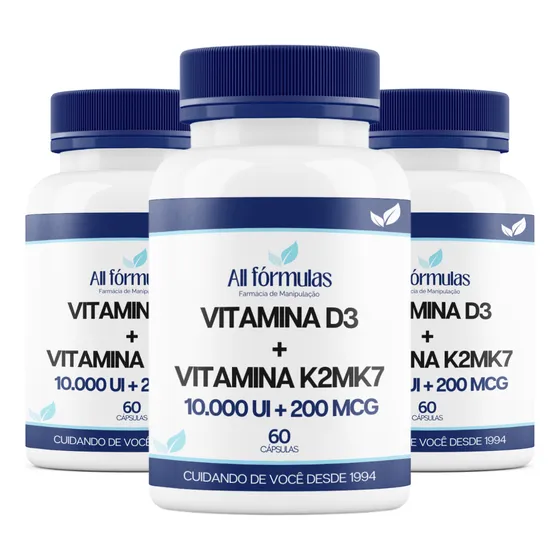 Vit D3 10.000 Ui + Vit K2 200 Mcg 60 Cp Original 3frascos